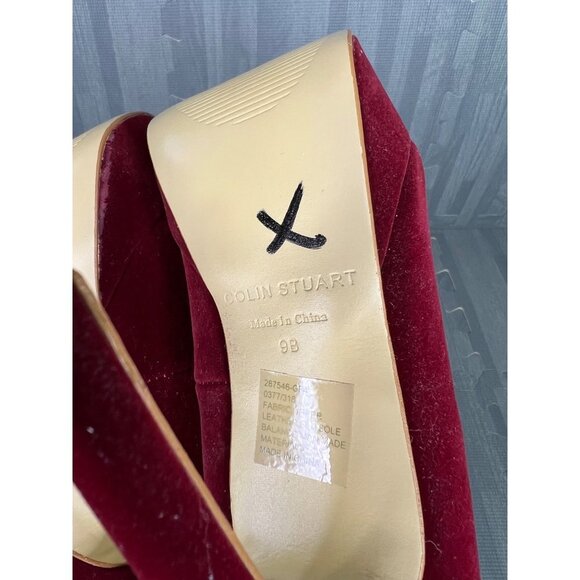 Colin Stuart Platform Pumps Heels Size 9 B Oxblood Red Round Toe - Picture 9 of 13